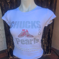 Chucks & Pearls Graphic Studded Tee