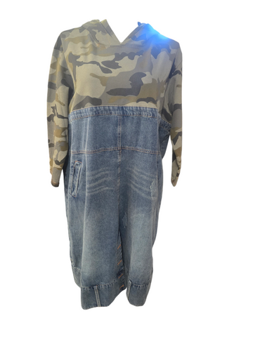 Hooded Denim Camo Dress