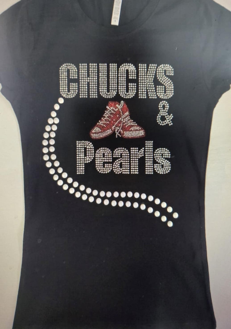 Chucks & Pearls Graphic Studded Tee