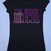 Kamala Harris supporter t-shirt siam  pink and emerald rhinestones