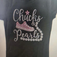 Chucks & Pearls Graphic Studded Tee