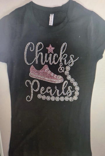 Chucks & Pearls Graphic Studded Tee